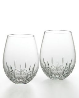 Two Lismore Nouveau Stemless Deep Red Wine Glasses   Waterford Crystal