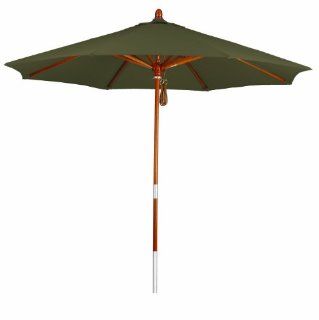 California Umbrella 9 Feet Sunbrella Fabric Marenti Wood Rib Pulley Open Wood Market Umbrella, Cocoa  Patio Umbrellas  Patio, Lawn & Garden