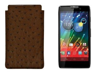 Lucrin   Case for Motorola Droid Razr HD   in real Ostrich leather   Tobacco Cell Phones & Accessories