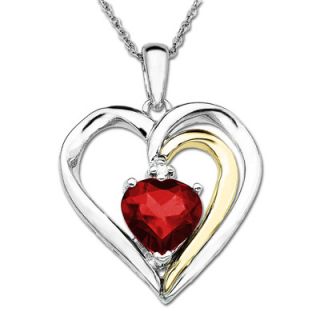0mm Heart Shaped Lab Created Ruby and Diamond Accent Heart Pendant