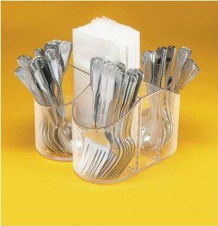 CalMil Clear Silverware Caddy and Napkin Holder, 8 x 8 x 5 inch    4 per case. Kitchen & Dining