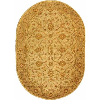 Handmade Antiquities Kashan Ivory/ Beige Wool Rug (46 X 66 Oval)