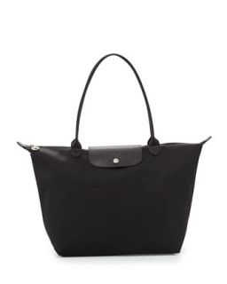 Le Pliage Shoulder Tote Bag, Black   Longchamp