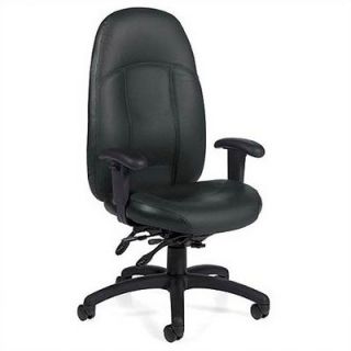Global Total Office High Back Leather Multi Tilter Office Chair with T Arms 4