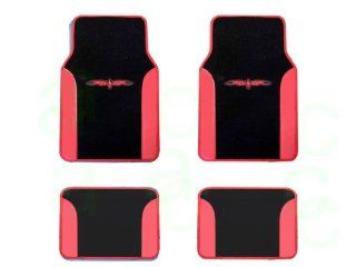 A Set of 4 Universal Fit Plush Carpet with Vinyl Trim Floor Mats For Cars / Trucks   Tribal Red Automotive