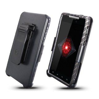 Motorola Droid RAZR XT912 Carbon Fiber Cover Case + Kickstand Belt Clip Holster + Naked Shield Screen Protector Cell Phones & Accessories