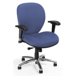 OFM ComfySeat Mid Back Confrence Chair with Arms 648 Fabric Ocean Blue