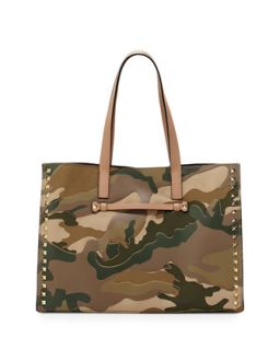 Rockstud Camo Shopping Tote Bag   Valentino