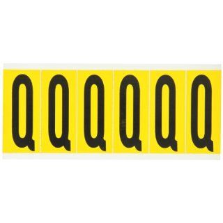 Brady 1550 Q 3 1/2" Height, 1 1/2" Width, B 946 High Performance Vinyl Black On Yellow Color 15 Series Indoor Or Outdoor Letter Labels Legend "Q" (6 Labels Per Card) Industrial Warning Signs