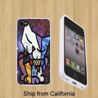 Romero Britto Lovely Cat Nebula Custom Case/Cover FOR Apple iPhone 5** WHITE** Rubber Case ( Ship From CA ) Cell Phones & Accessories