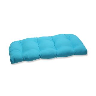 Pillow Perfect Outdoor Veranda Turquoise Wicker Loveseat Cushion