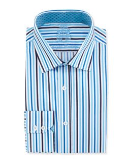 Bi Color Striped Dress Shirt, Black/Blue