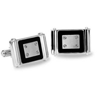 links in stainless steel and black leather $ 59 00 10 % off sitewide