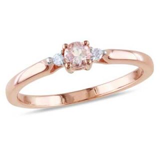 5mm Morganite and Diamond Accent Promise Ring in Rose Rhodium Plated