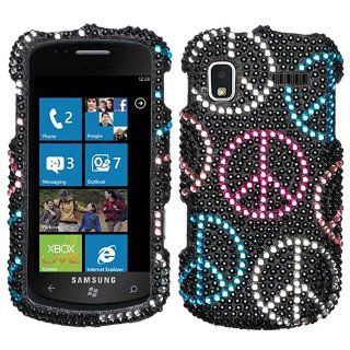 Black Blue Silver Pink Peace Full Diamond Bling Snap on Design Hard Case Faceplate for Samsung Focus I917 Cell Phones & Accessories
