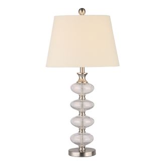 Absolute Decor 32.5 in 3 Way Switch Brushed Nickel and Clear Glass Indoor Table Lamp with Fabric Shade