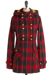 Tulle Clothing Red Plaid of Courage Coat  Mod Retro Vintage Coats