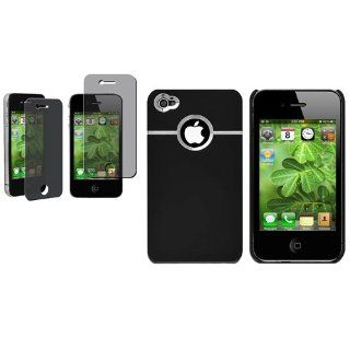 CommonByte BLACK W/CHROME HARD Case Skin Cover+PRIVACY FILTER For Apple iPhone 4 4G 4th HD Cell Phones & Accessories