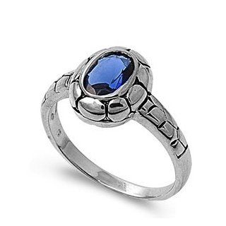 Spotted Round Sapphire CZ Ring 12MM Sterling Silver 925 Jewelry