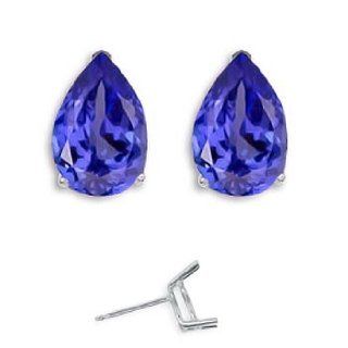0.75 Ct Tanzanite Solitaire Birthstone Pear Stud Earrings .925 Sterling Silver Jewelry
