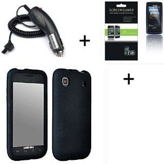 SAMSUNG Galaxy S VIBRANT T959 (T Mobile) Black Gel Soft Skin Case + Screen Protector + Car Charger 
