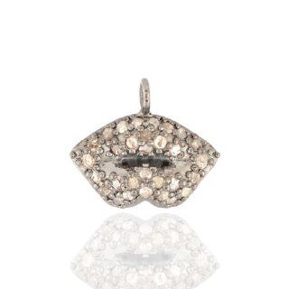 Diamond Pave Charm Lip Pendant .925 Sterling Silver Fashion Jewelry Jewelry