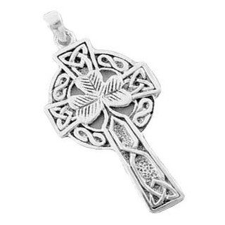 Large Sterling Silver Celtic Knot Shamrock Cross .925 Pendant 1 3/4" X 1" Jewelry
