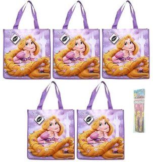 Disney Tangled Rapunzel Reusable Tote Bag 14x15x6 Inch (Pack of 5) Bonus 6 Wood Pencils Toys & Games