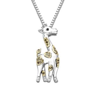 Enhanced Black, Brown and White Diamond Accent Giraffe Pendant in
