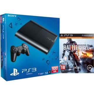 PS3 New Sony Playstation 3 Slim Console (500 GB)   Black   Includes Battlefield 4      Games Consoles