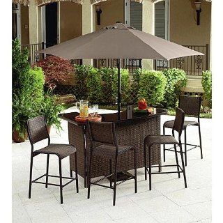 Grand Resort 5 Piece Outdoor Bar Set. This Patio Furniture Wicker Bar Bundle is the Perfect Accent to Any Backyard Patio or Deck Guaranteed.  Patio, Lawn & Garden
