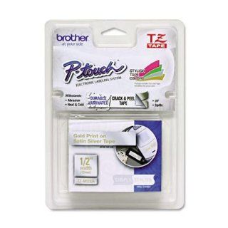 Brother TZEMQ934 TZ Standard Adhesive Laminated Labeling Tape, 1/2 in. x 16.4 ft., Gold/Silver Electronics