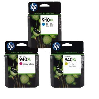 HP 940XL 3 Color Combo (CYAN, MAGENTA, & YELLOW) Officejet 8000 8500 Ink Cartridges Electronics