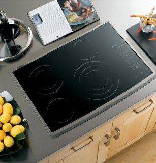 GE Profile CleanDesign  PP945SMSS 30 Smoothtop Electric Cooktop   Black Surface, Stainless Steel Appliances