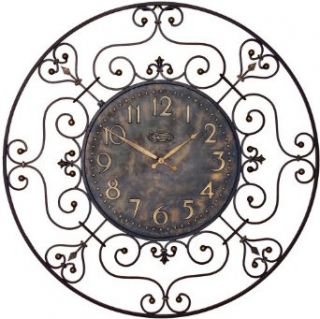 Celona Wrought Iron Scroll Ridgeway 36" Wide Wall Clock