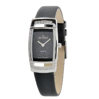 Skagen Women's 985SSLBN Black Diamond Dial And Diamond Bezel Watch SKAGEN Watches