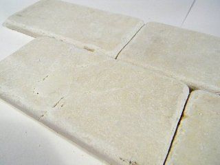 Crema Marfil Tumbled 3x6 Marble Tile Brick Pattern    
