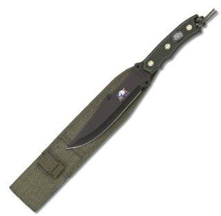 Fury Paramilitary Fixed Blade Knife, Black Blade with Olive Drad Handle and Compass, 10.5 Inch  Fixed Blade Camping Knives  Sports & Outdoors