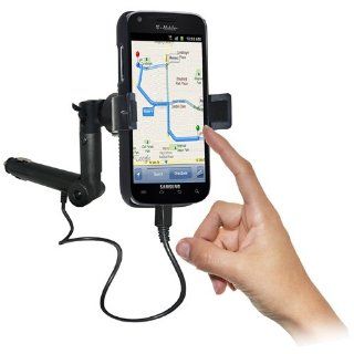 Amzer Lighter Socket Phone Car Mount with Charging and Case System for Samsung Galaxy S II SGH T989   Retail Packaging   Black Cell Phones & Accessories