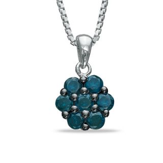 CT. T.W. Enhanced Blue Diamond Flower Pendant in Sterling Silver