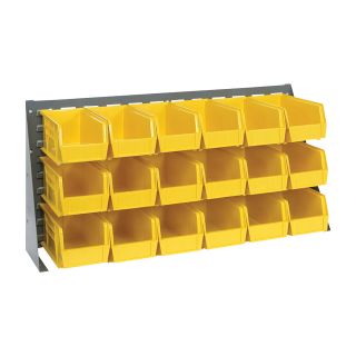 Quantum Storage Bench Rack with 18 Bins — 36in.L x 8in.W x 19in.H Rack Size, Model# QBR-3619-230-18YL  Single Side Bin Units