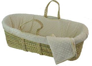 Tadpoles Dimple Velour Moses Basket Set, Ivory  Portable Bassinet Basket  Baby