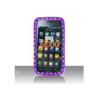 Purple Soft Silicone Gel Skin Bling Gem Jeweled Crystal Cover Case for Samsung Galaxy S Vibrant 4G SGH T959 SGH T959V Cell Phones & Accessories