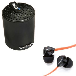 Veho 360 Bluetooth Portable Speaker with Veho Z1 Orange Earphones      Electronics