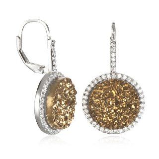 Gold Drusy Drop Earring Dangle Earrings Jewelry