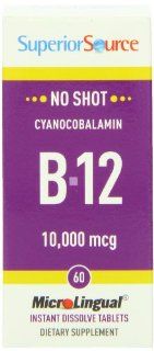 Superior Source No Shot Vitamin B12 Tablet, 10,000 mcg, 60 Count Health & Personal Care