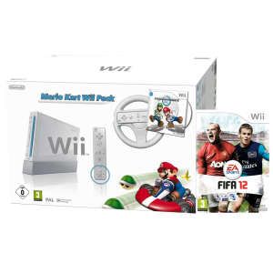 White Nintendo Wii Console Bundle (Mario Kart Pack Plus with FIFA 12)      Games Consoles