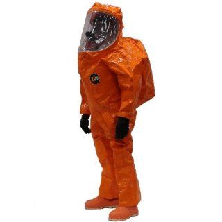 Kappler Zytron 500 Chemical Protection Expanded Back HazMat Front Entry Coverall with Hood and Sock Boots, Disposable, Orange, Large   X Large, (Pack of 1)