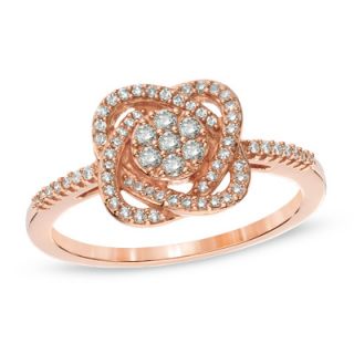 CT. T.W. Composite Diamond Knot Ring in 10K Rose Gold   Zales