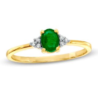 Oval Emerald and Diamond Accent Ring in 10K Gold   Zales